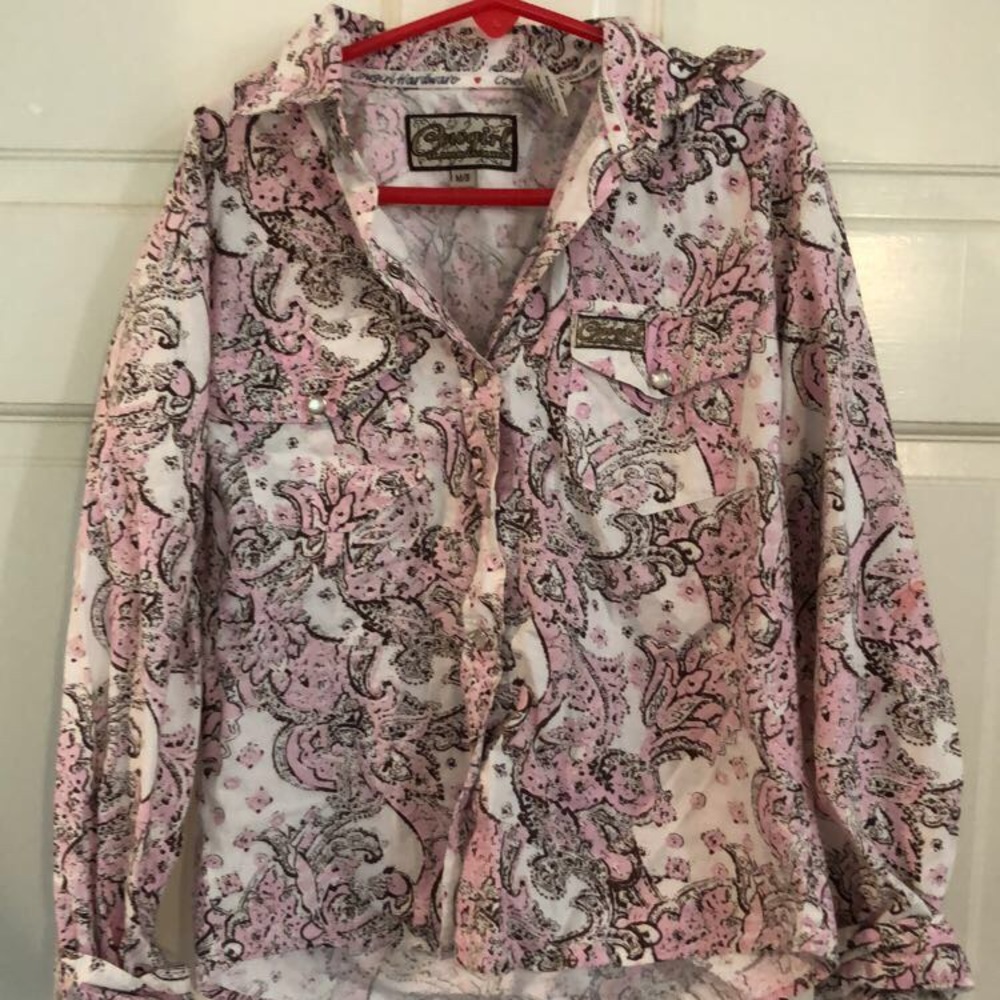 Girls Cowgirl hardware long sleeve button down